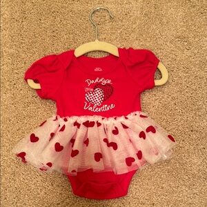 Daddy's Little Valentine Red Onesie with Tutu